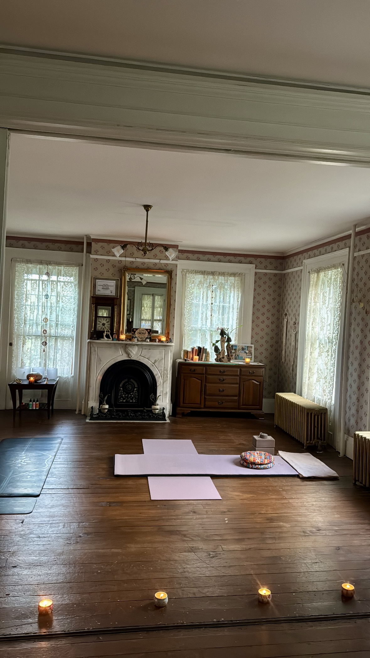 Private yoga setup inside Wild Sol Yoga