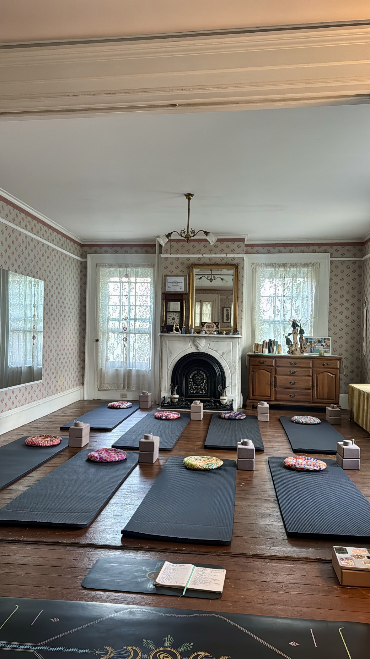 Yoga mats arranged for a Wild Sol class